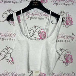 Zara tank top strappy new with tags dual strap white ribbed stretchy fabric